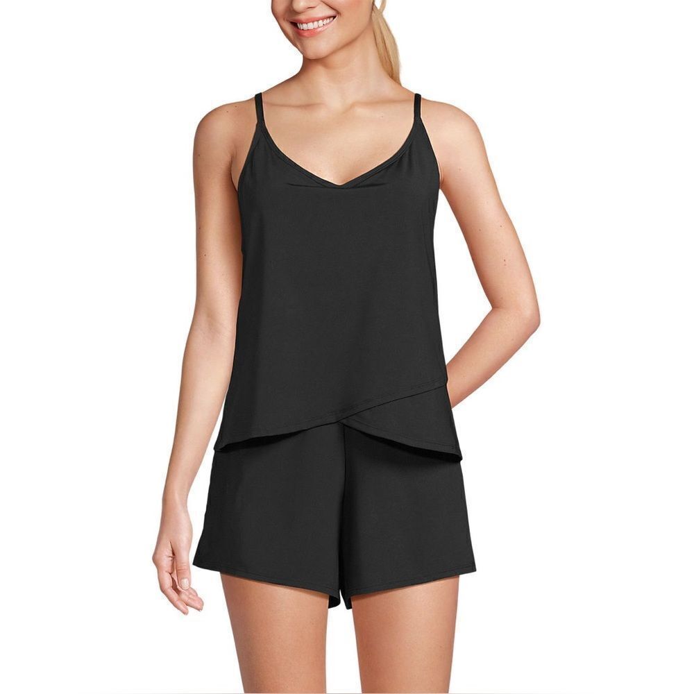 Land's End tulip romper swimsuit soft cup adjustable shorts one piece black Var - Picture 4 of 10